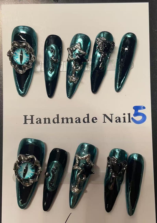 5 Midnight Meow Handmade Craft Nail